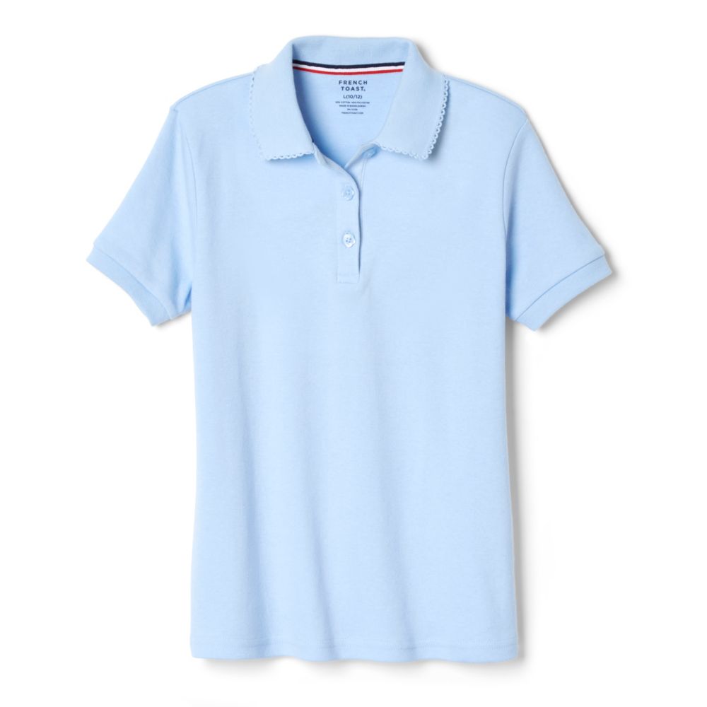 Girls Light Blue Short Sleeve Stretch Pique Polo