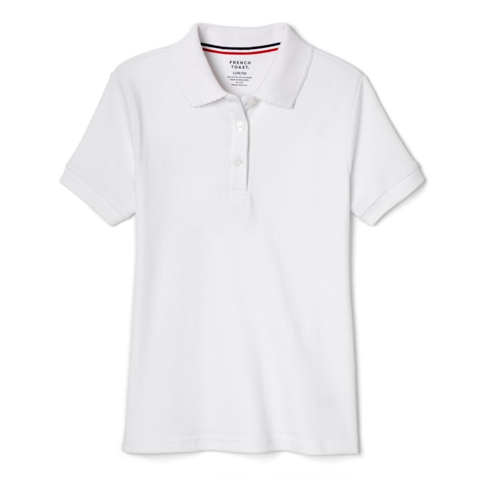 Girls White Short Sleeve Stretch Pique Polo