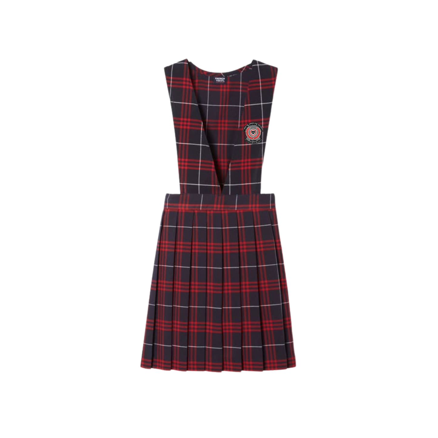 Girls Plaid V-Neck Pleated Jumper-MTT