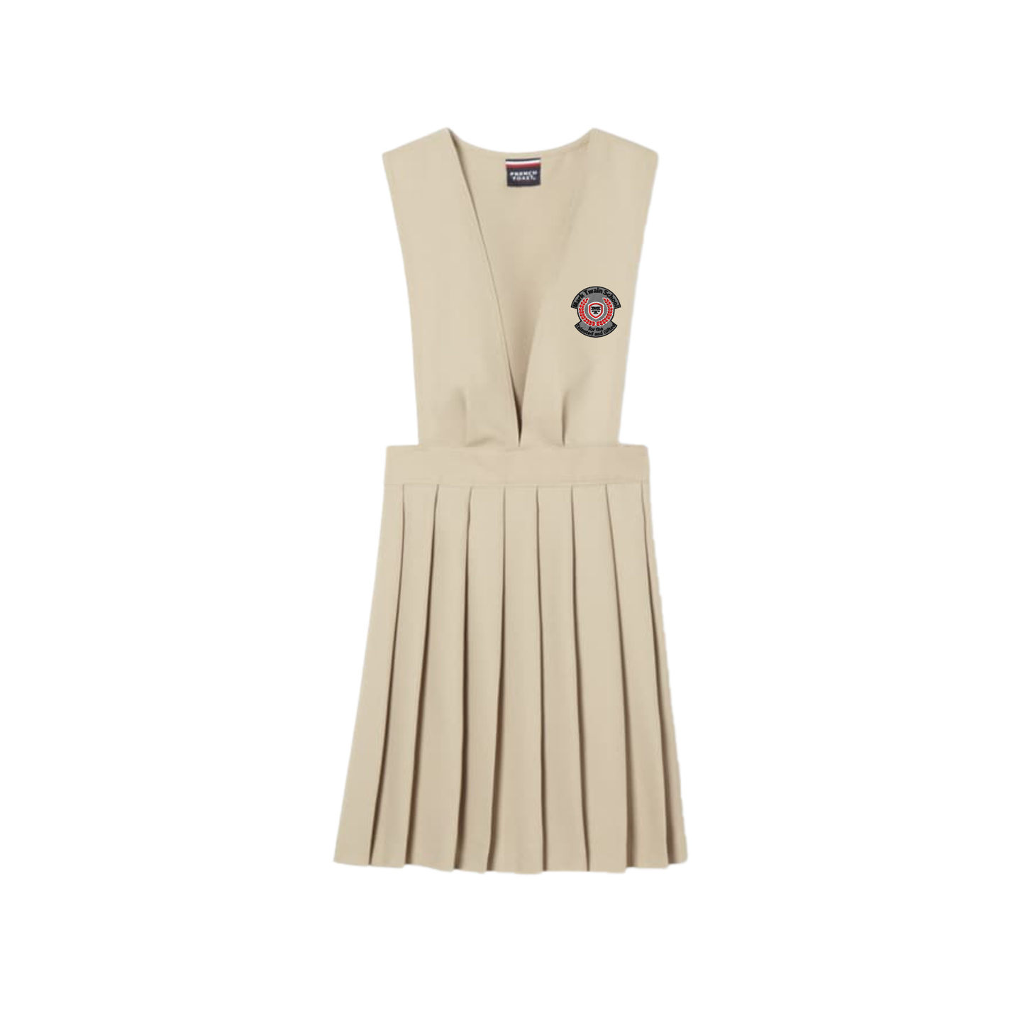 Girls Solid V-Neck Pleated Jumper-MTT
