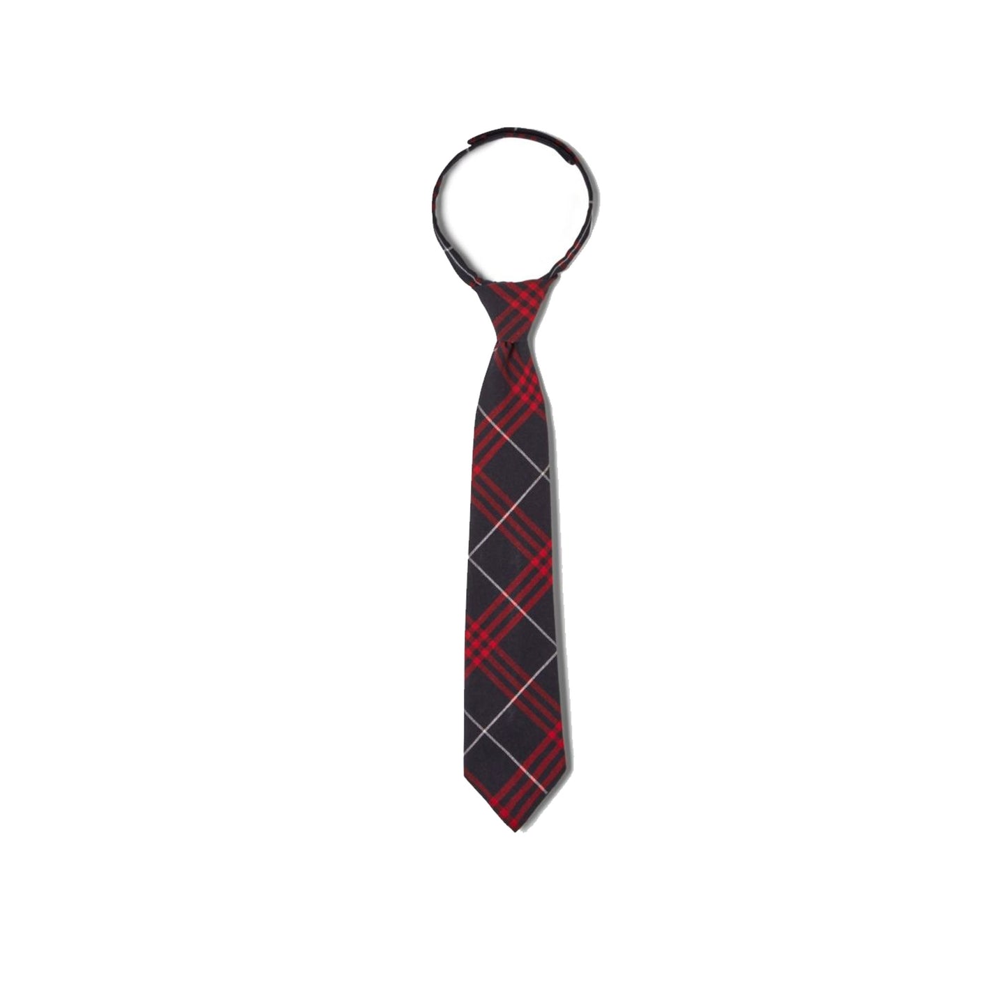 Boys Plaid Velcro Tie Navy/Red