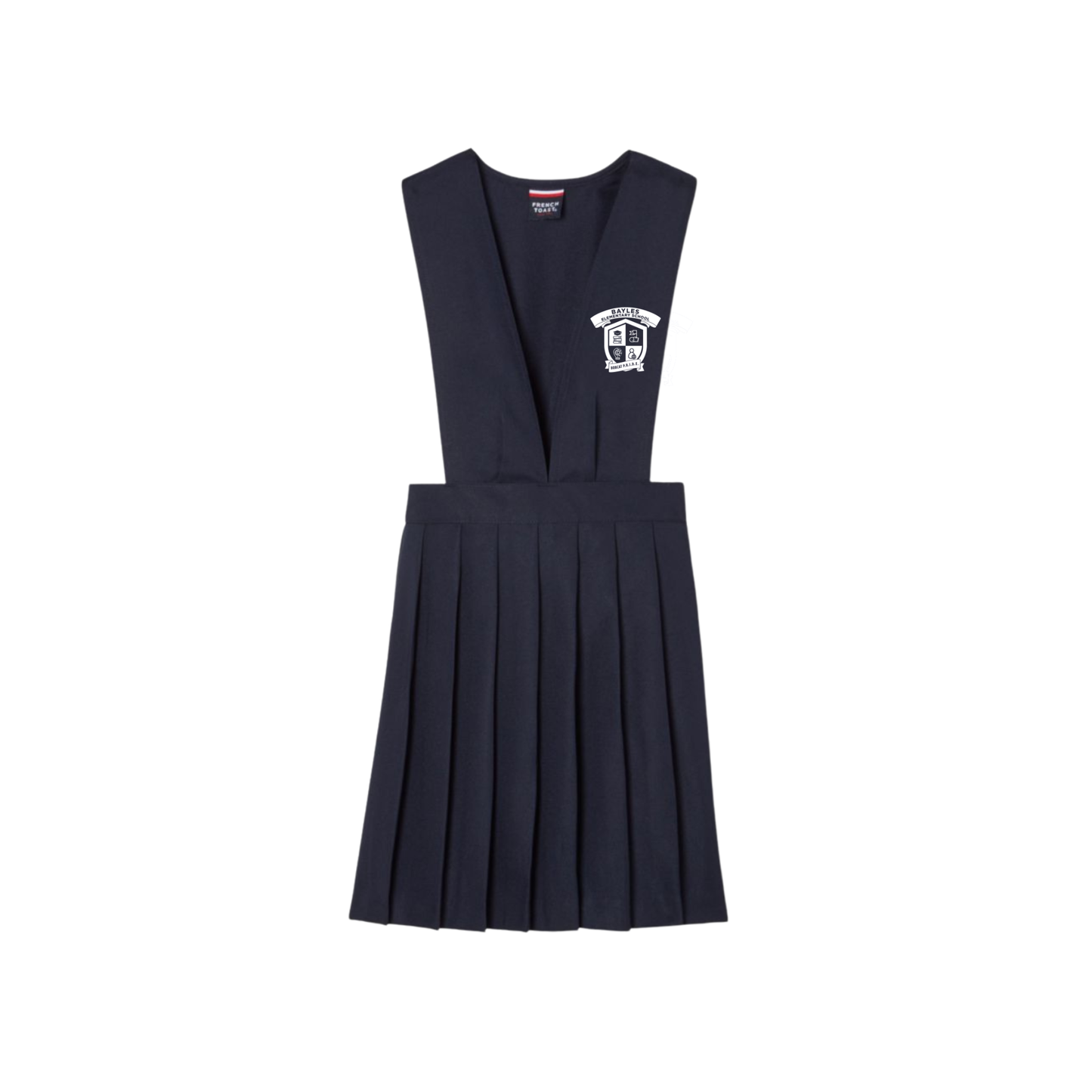 Girls Solid V-Neck Solid Pleated Jumper-BES