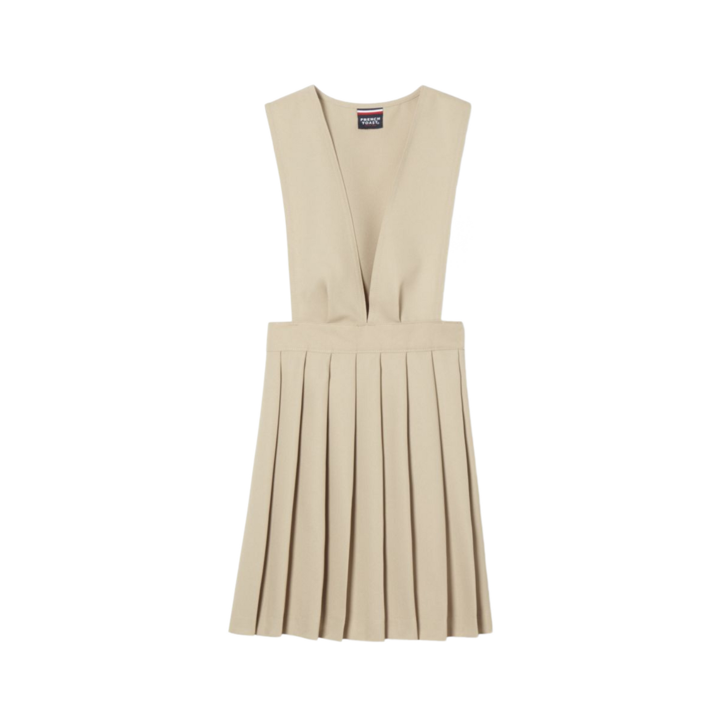 Girls Solid V-Neck Pleated Jumper