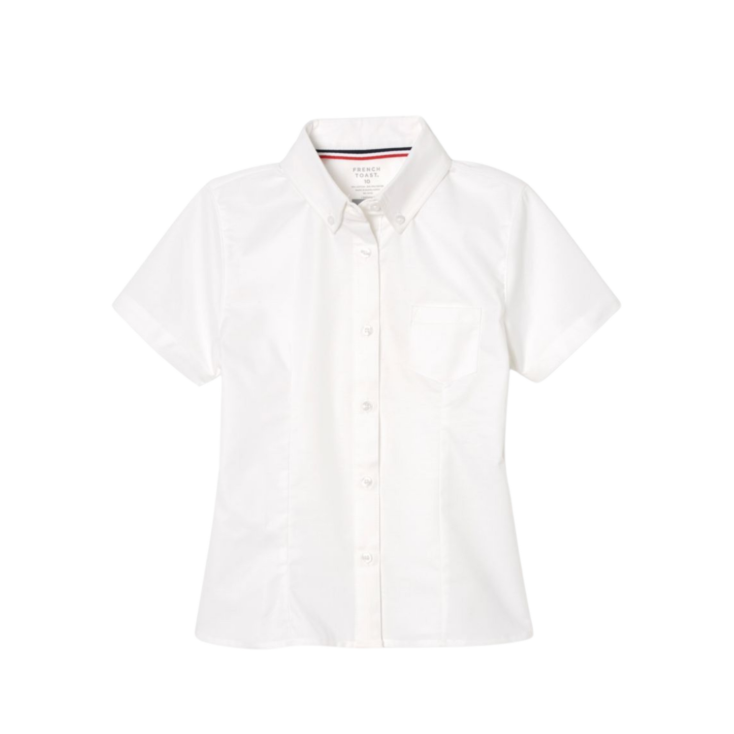 Girls White Short Sleeve Oxford