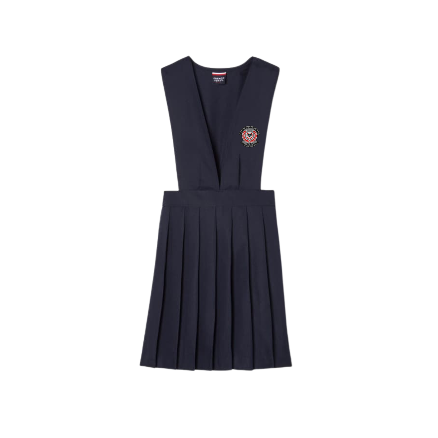 Girls Solid V-Neck Pleated Jumper-MTT
