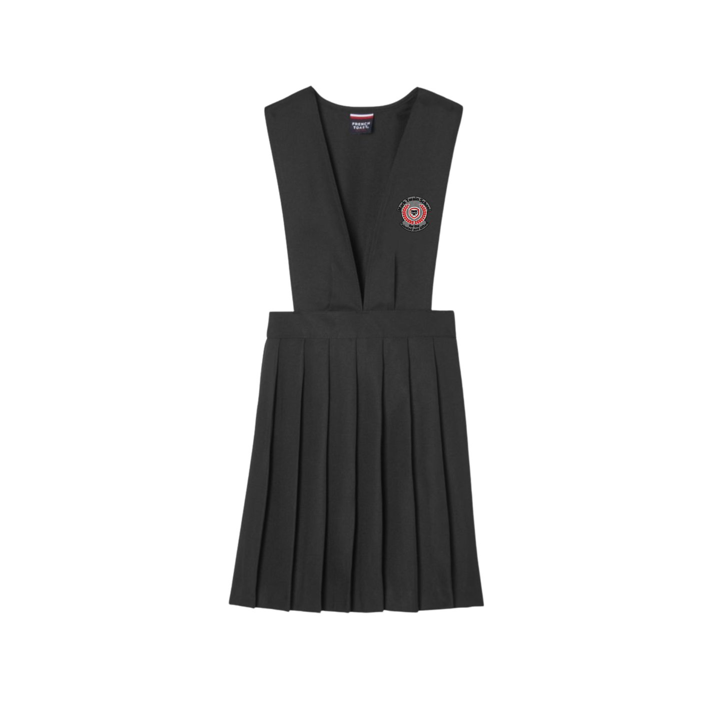 Girls Solid V-Neck Pleated Jumper-MTT