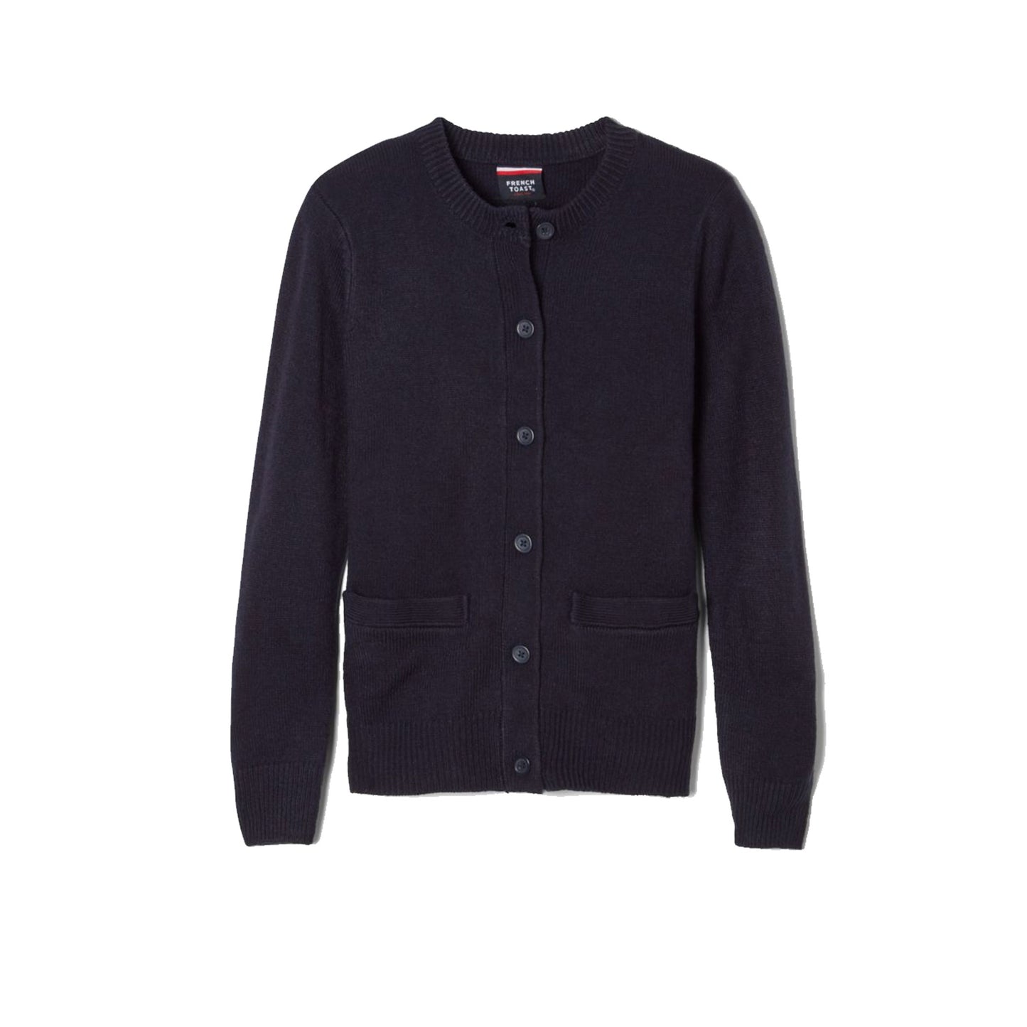 Girls Long Sleeve Anti-Pill Crewneck Cardigan-OKE