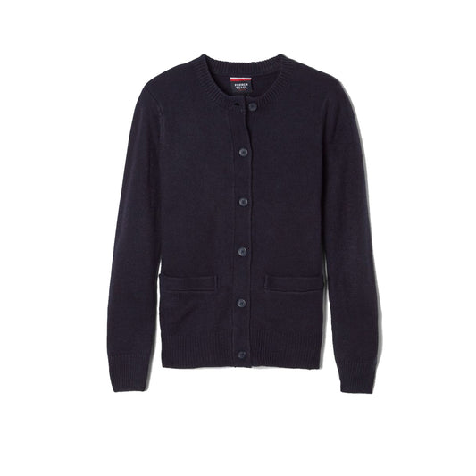 Girls Long Sleeve Anti-Pill Crewneck Cardigan-OKE