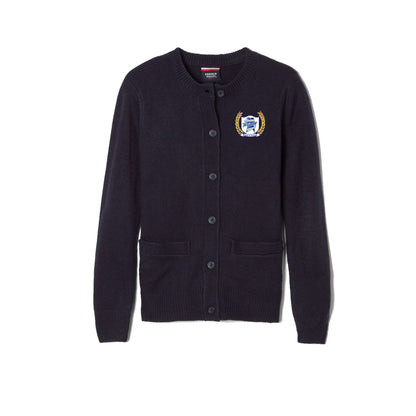 Girls Long Sleeve Anti-Pill Crewneck Cardigan-DGB