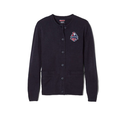 Girls Long Sleeve Anti-Pill Crewneck Cardigan-OKE