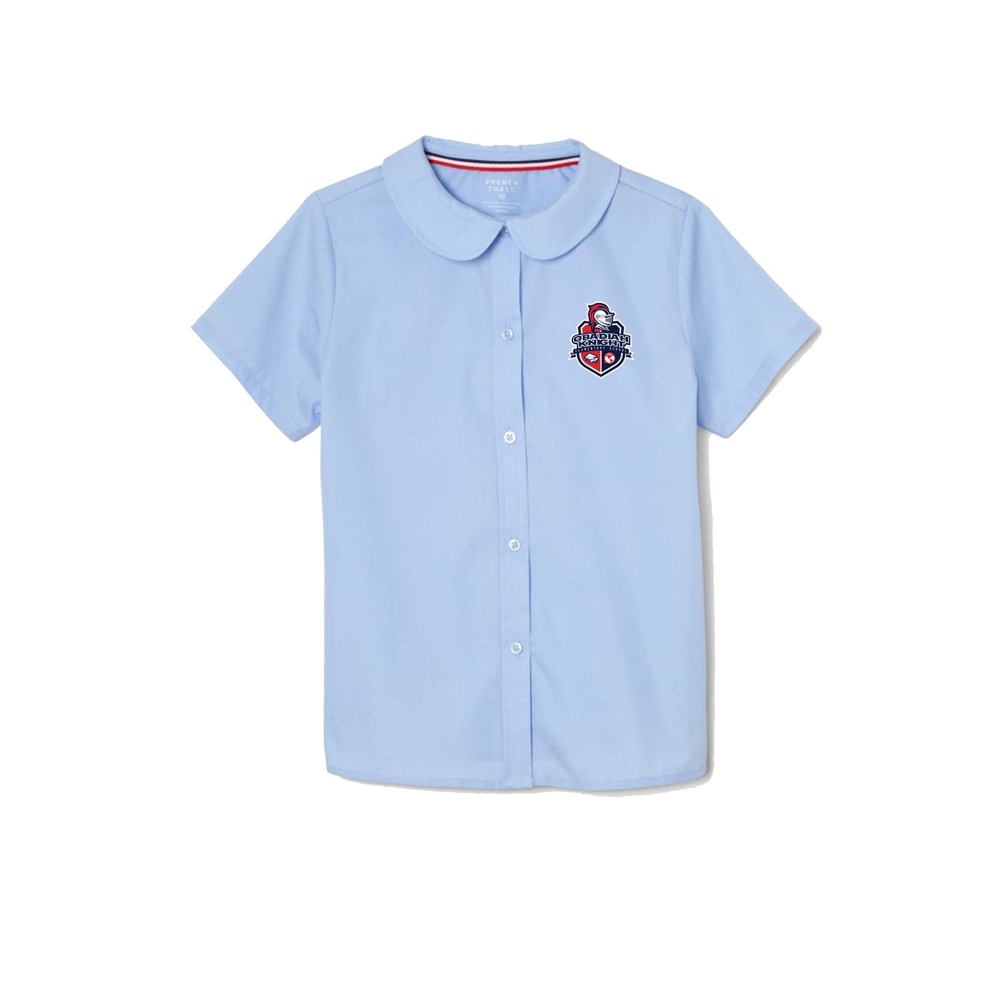 Girls Short Sleeve Modern Peter Pan Collar Blouse-OKE