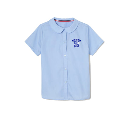 Girls Short Sleeve Modern Peter Pan Collar Blouse_BES