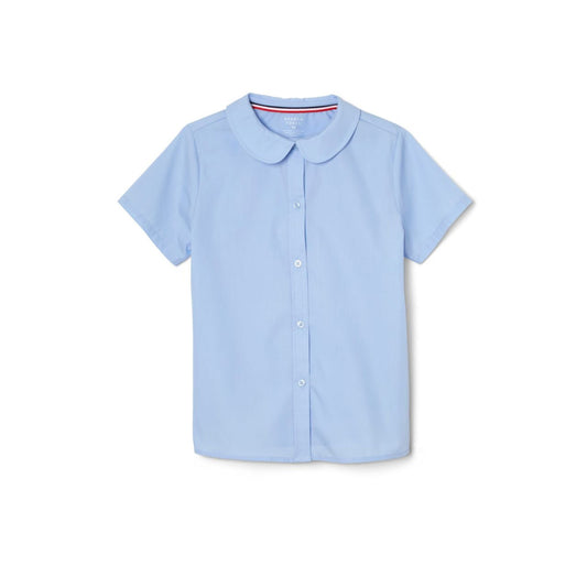 Girls Short Sleeve Modern Peter Pan Collar Blouse-OKE