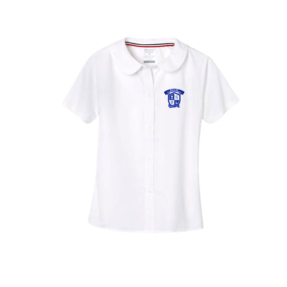 Girls Short Sleeve Modern Peter Pan Collar Blouse_BES