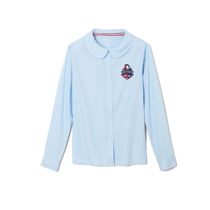 Girls Long Sleeve Modern Peter Pan Collar Blouse-OKE