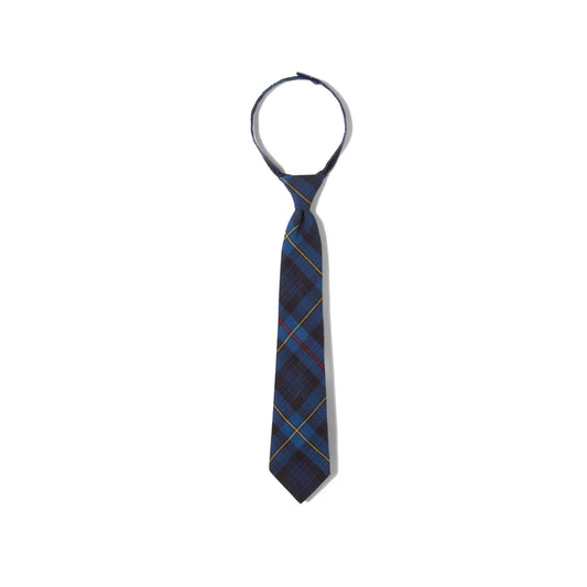 Boys Plaid Velcro Tie-Blue Red