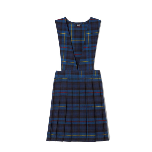 Girls Plaid V-Neck Pleated Jumper-Blue Red