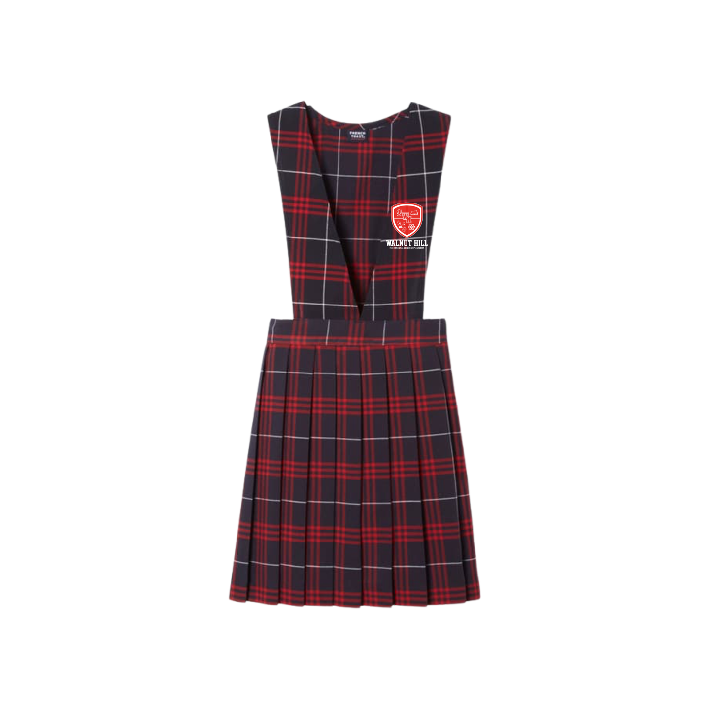 Girls Plaid V-Neck Pleated Plaid Jumper-WHI