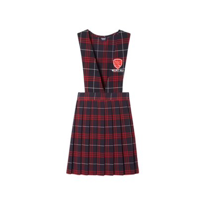 Girls Plaid V-Neck Pleated Plaid Jumper-WHI