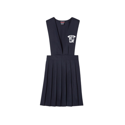 Girls Solid V-Neck Solid Pleated Jumper-BES
