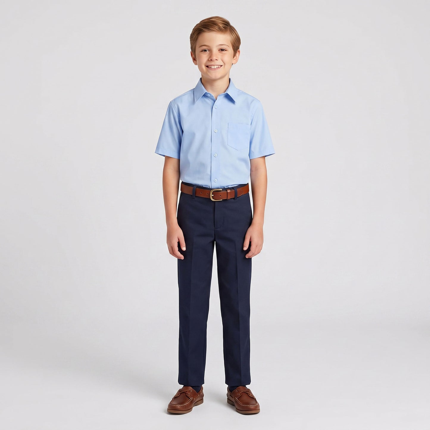 Boys Light Blue Short Sleeve Classic Dress Shirt LT BLUE