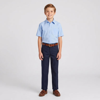 Boys Light Blue Short Sleeve Classic Dress Shirt LT BLUE