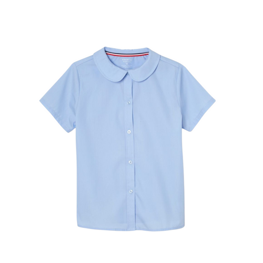Girls Short Sleeve Modern Peter Pan Collar Blouse