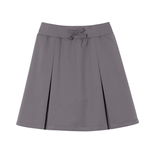 Girls Pull-On Kick Solid Pleat Scooter-Grey