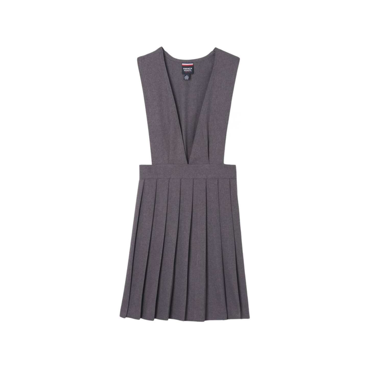 Girls Solid V-Neck Pleated Jumper