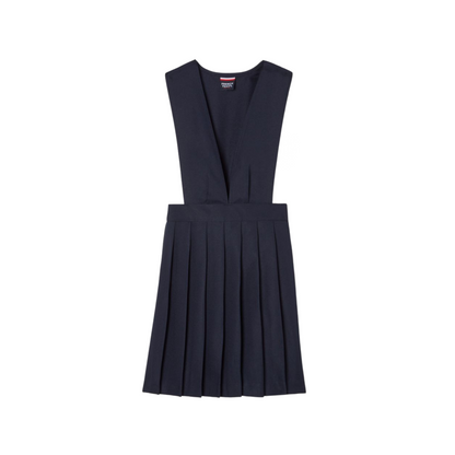Girls Solid V-Neck Pleated Jumper