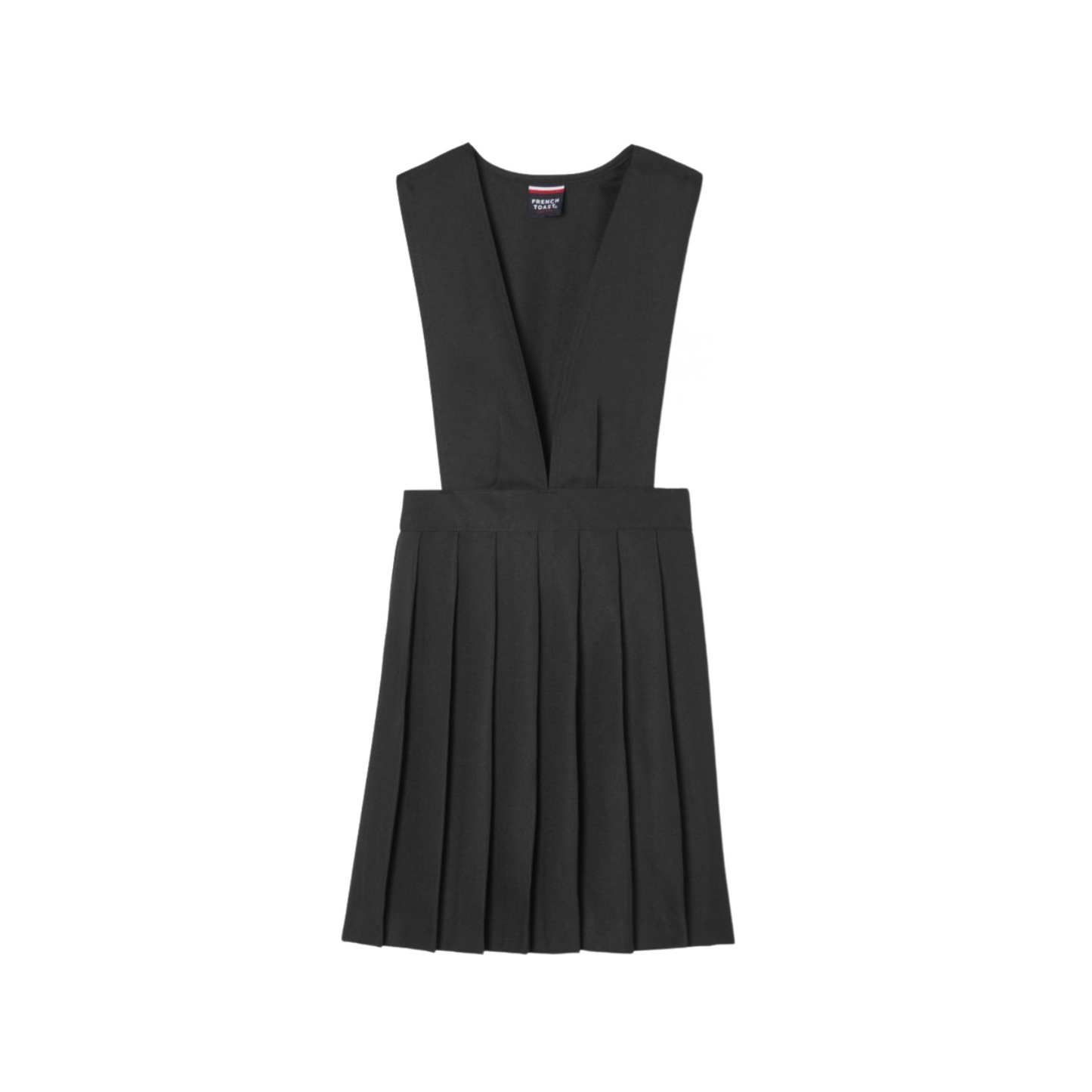 Girls Solid V-Neck Pleated Jumper
