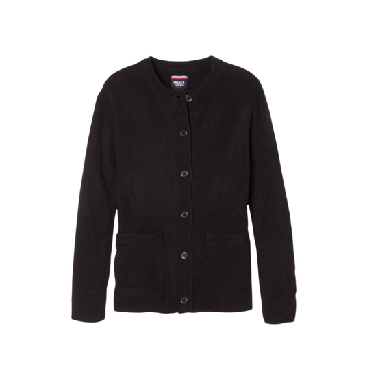 Girls Long Sleeve Anti-Pill Crewneck Cardigan