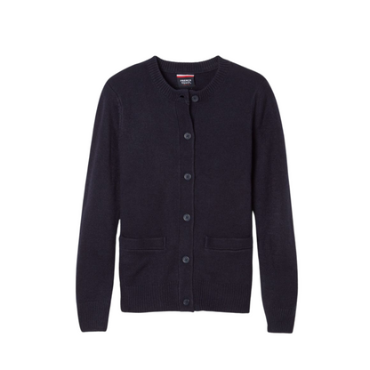 Girls Long Sleeve Anti-Pill Crewneck Cardigan