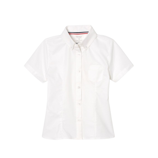 Girls White Short Sleeve Oxford
